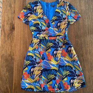 J.Crew floral Tropical Leaf Print Faux Wrap Dress